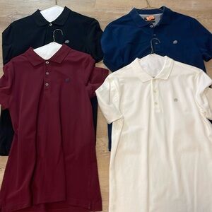 4 Mens Banana Republic Polos in Large Tall in (black, maroon, navy, & white)